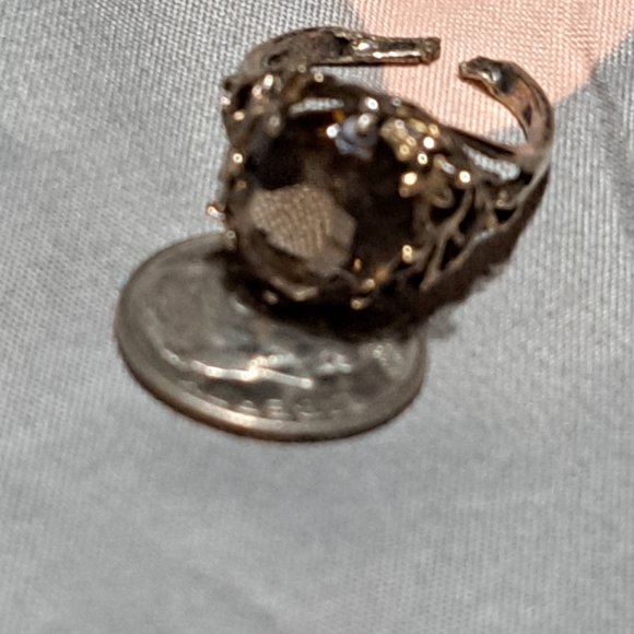 Smokey Quartze Antique 1950's large stone ring .READ all description. - Picture 6 of 12